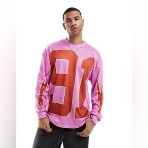 Criminal Damage Men's Pink 91 Mesh Long-Sleeve Varsity Top